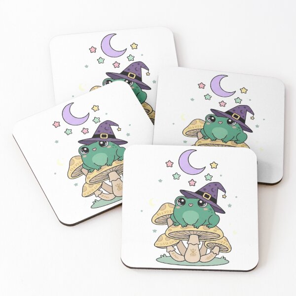 Item preview, Cute Frog with Witch Hat on Mushroom Kawaii designed and sold by NievesGD.