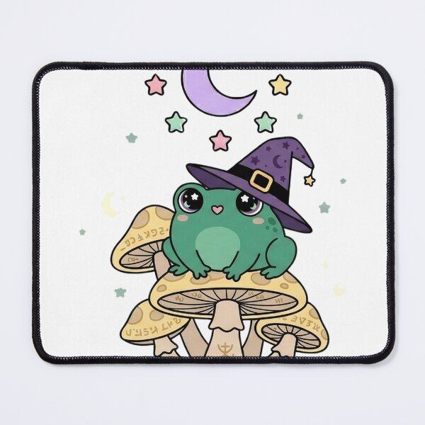 Item preview, Cute Frog with Witch Hat on Mushroom Kawaii designed and sold by NievesGD.