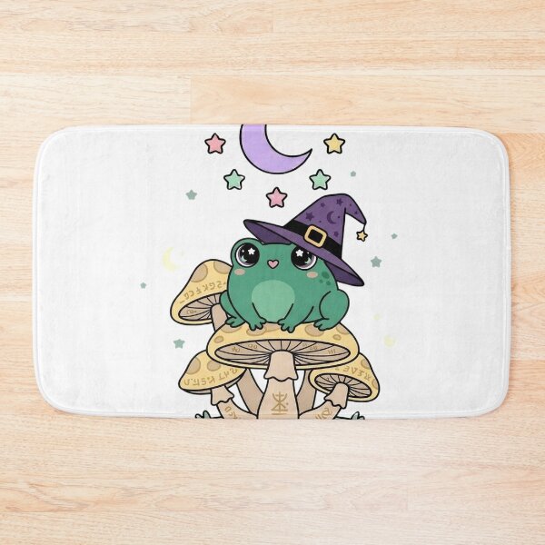 Item preview, Cute Frog with Witch Hat on Mushroom Kawaii designed and sold by NievesGD.