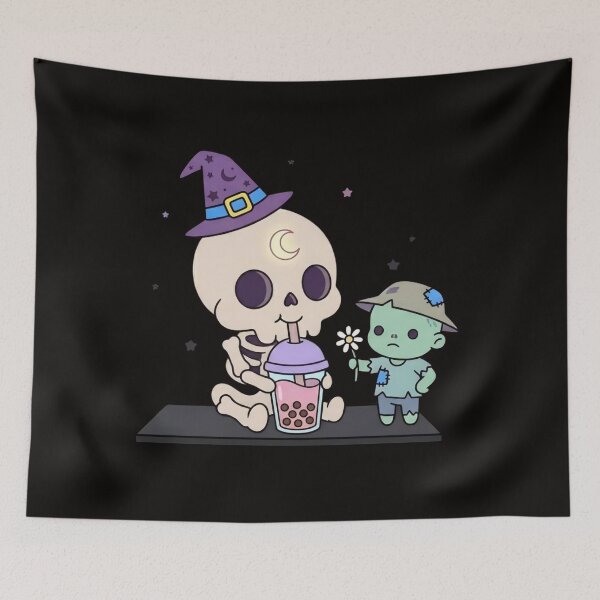 Item preview, Cute Skull and Tiny Zombie Drinking Bubble Tea designed and sold by NievesGD.