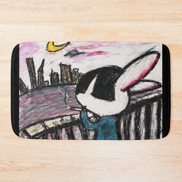 Item preview, Moody Rabbit City Night Drawing with Indie Urban Sketch Style designed and sold by eliramaison.