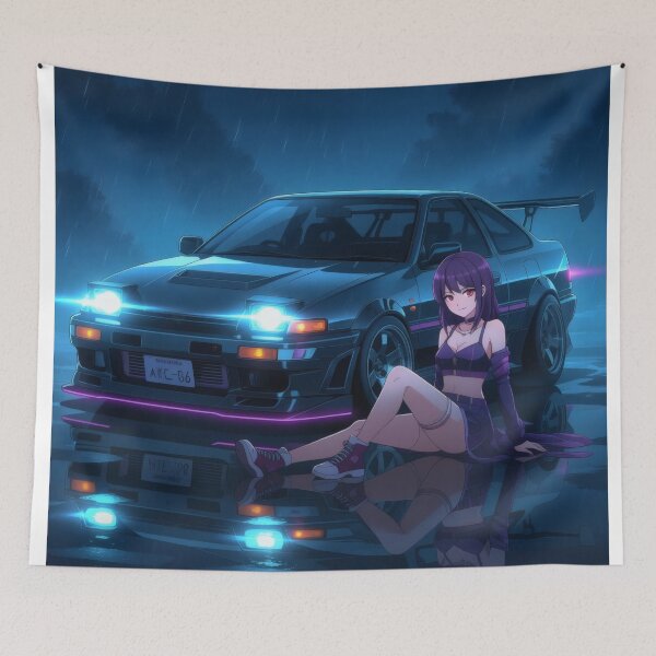 Item preview, A Toyota AE 86 in anime style in a parking lot designed and sold by Salimgor Hangaround Music.