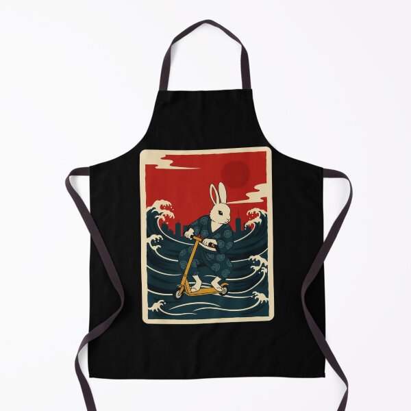 Item preview, Rabbit Riding Scooter Through Retro Ocean Waves Japanese Style designed and sold by JordynLadukeg65.
