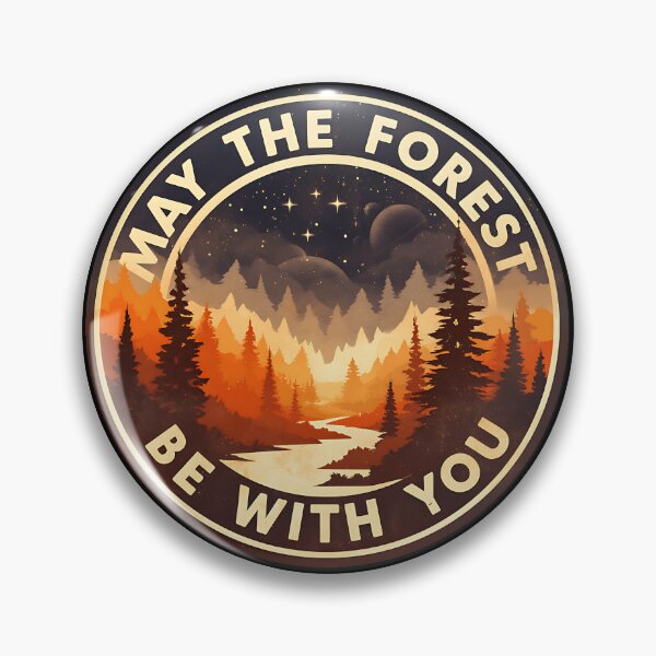 Item preview, May the Forest Be With You 70s Sci-Fi Forest Emblem designed and sold by Boddicca.