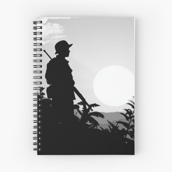 Item preview, Soldier Silhouette at Sunset - Lone Warrior in Jungle Landscape designed and sold by EllDAV777.