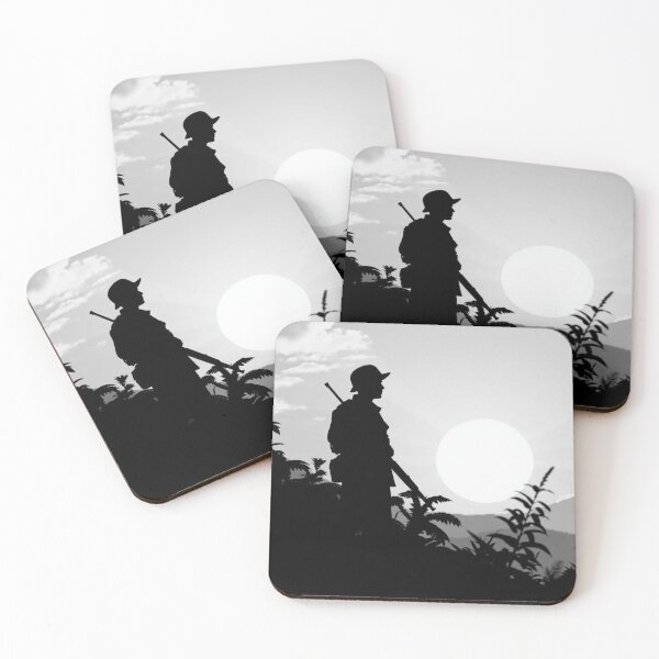 Item preview, Soldier Silhouette at Sunset - Lone Warrior in Jungle Landscape designed and sold by EllDAV777.