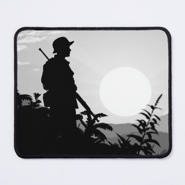 Item preview, Soldier Silhouette at Sunset - Lone Warrior in Jungle Landscape designed and sold by EllDAV777.