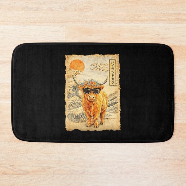 Item preview, Funny Highland Cow with Sunglasses in Retro Japanese Wave Style designed and sold by titanlevi.