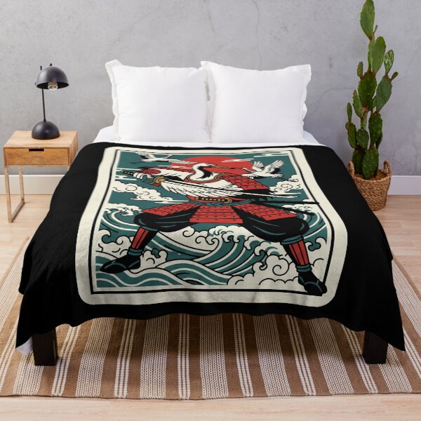 Item preview, Crane Warrior in Vintage Japanese Armor Above Ocean Wave designed and sold by JordynLadukeg65.
