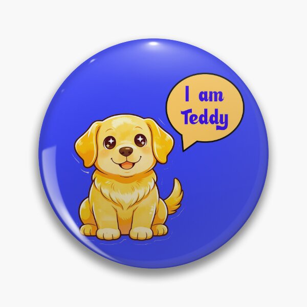 Item preview, "I Am Teddy" Cute Golden Retriever Puppy with Sparkling Eyes | Kawaii Pet Art designed and sold by zohocreations.