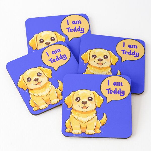 Item preview, "I Am Teddy" Cute Golden Retriever Puppy with Sparkling Eyes | Kawaii Pet Art designed and sold by zohocreations.