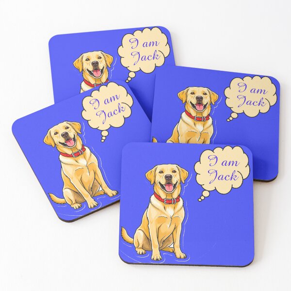 Item preview, "I Am Jack" Happy Yellow Labrador Dog with Red Collar | Personalized Pet Art designed and sold by zohocreations.