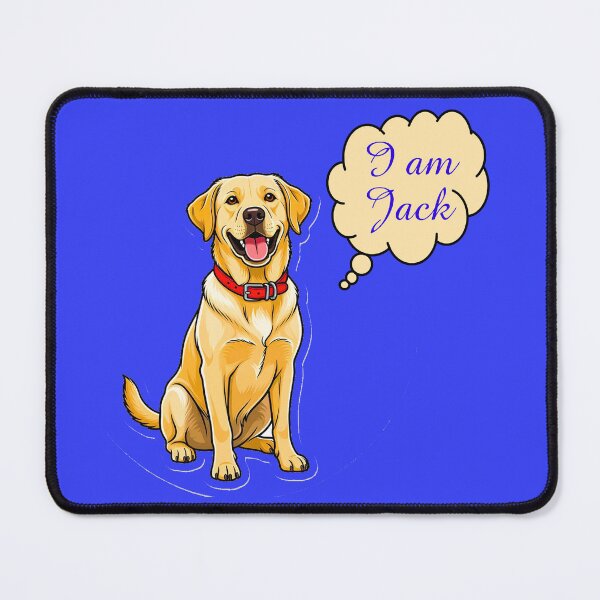 Item preview, "I Am Jack" Happy Yellow Labrador Dog with Red Collar | Personalized Pet Art designed and sold by zohocreations.