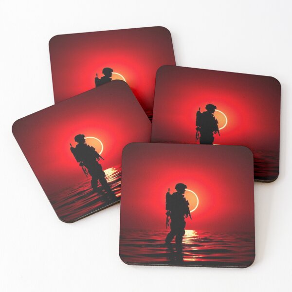 Item preview, Soldier Silhouette Against Red Eclipse | Military Warrior Art designed and sold by EllDAV777.