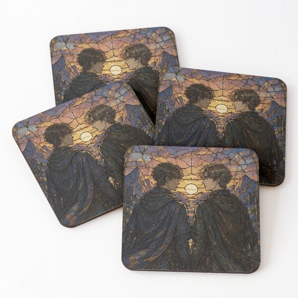 Item preview, Sunset Eternal Bond: Elegant Stained Glass Men Portrait designed and sold by Soluna Studio.
