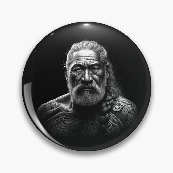 Item preview, Black and White Tattooed Warrior Portrait – Tribal Strength Art designed and sold by inkoutninja.