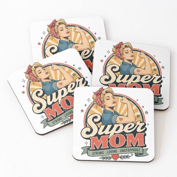 Item preview, Super Mom Vintage Retro Mother’s Day Shirt Design – Strong Loving Unstoppable Pin Up Mom Graphic Tee designed and sold by © Zenscape Studio 2025.