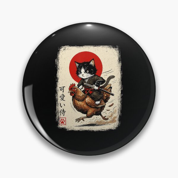 Item preview, Funny Warrior Cat Riding Chicken in Retro Japanese Animal designed and sold by titanlevi.