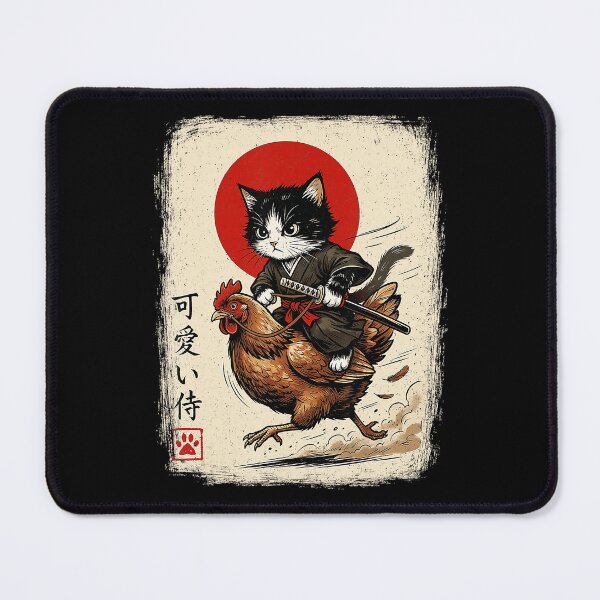 Item preview, Funny Warrior Cat Riding Chicken in Retro Japanese Animal designed and sold by titanlevi.