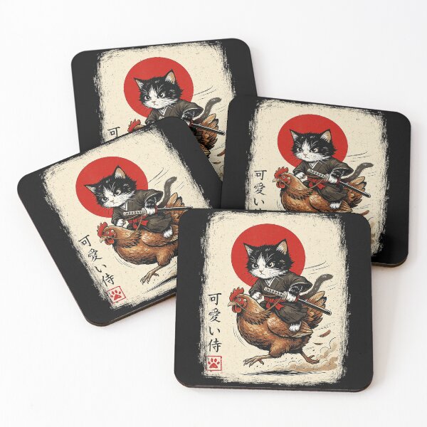 Item preview, Funny Warrior Cat Riding Chicken in Retro Japanese Animal designed and sold by titanlevi.