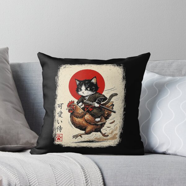 Item preview, Funny Warrior Cat Riding Chicken in Retro Japanese Animal designed and sold by titanlevi.