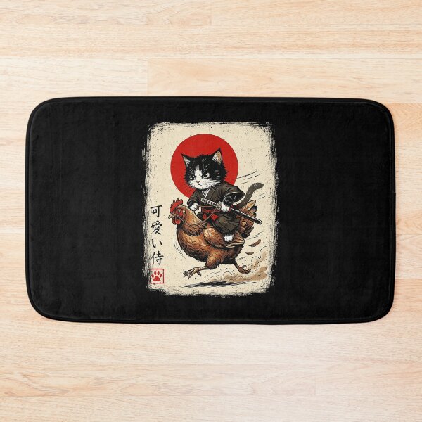 Item preview, Funny Warrior Cat Riding Chicken in Retro Japanese Animal designed and sold by titanlevi.