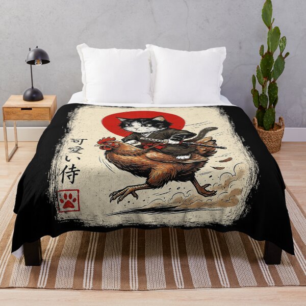 Item preview, Funny Warrior Cat Riding Chicken in Retro Japanese Animal designed and sold by titanlevi.
