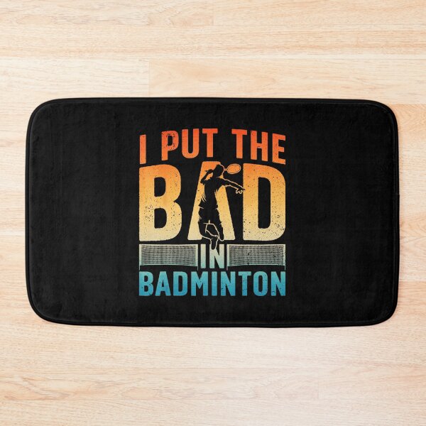 Item preview, I Put The Bad In Badminton Funny Retro Sports Quote designed and sold by allistermariam.