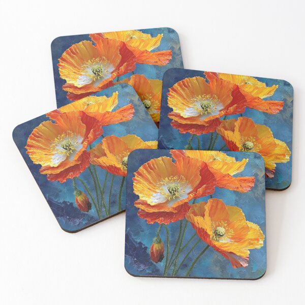 Item preview, Vibrant Orange Poppies Thick Impasto Oil Painting designed and sold by colorful-white.