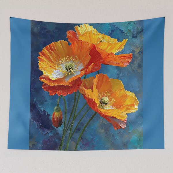 Item preview, Vibrant Orange Poppies Thick Impasto Oil Painting designed and sold by colorful-white.