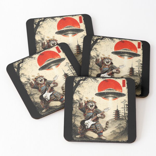 Item preview, Rock Guitar Cat Warrior in Retro Japanese Sci Fi Poster Style designed and sold by titanlevi.