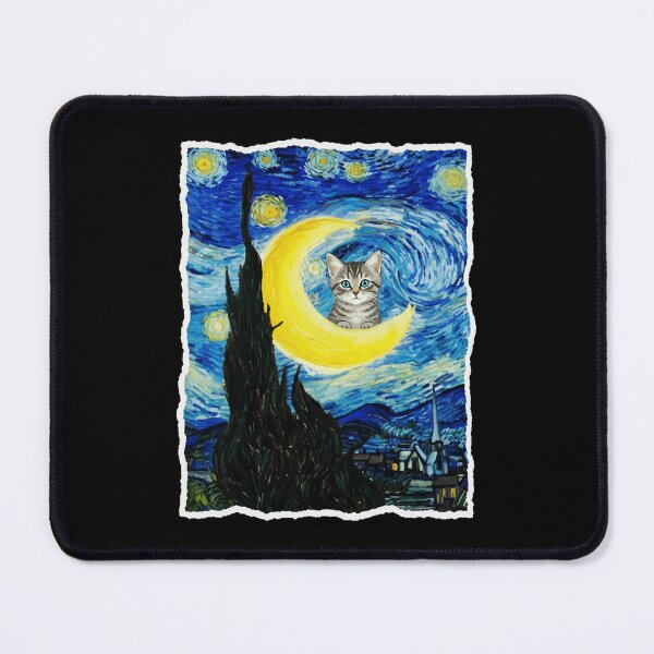 Item preview, Moonlit Kitten In Dreamy Swirling Night Sky Fantasy Painting Style designed and sold by JordynLadukeg65.