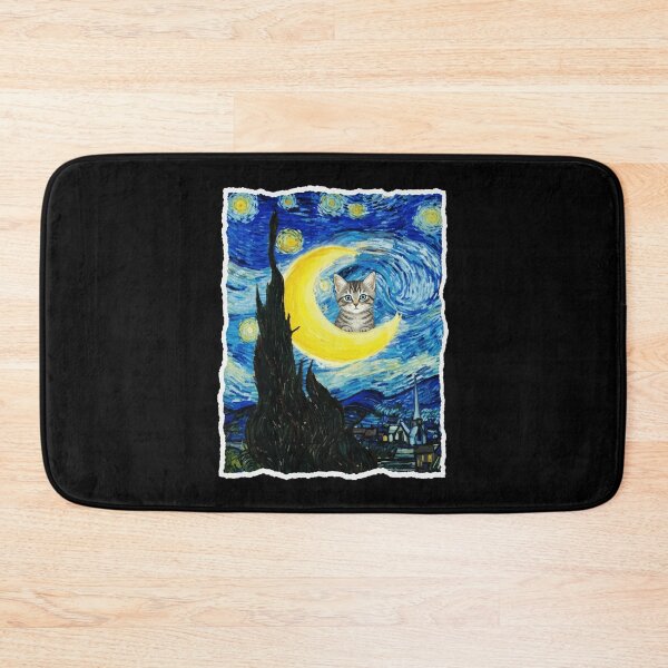 Item preview, Moonlit Kitten In Dreamy Swirling Night Sky Fantasy Painting Style designed and sold by JordynLadukeg65.