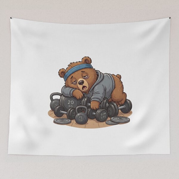 Item preview, Cute Weightlifting Bear Lazy Fitness Meme Art designed and sold by Mr-wow.