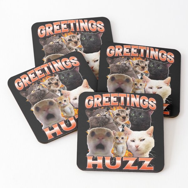 Item preview, Greetings Huzz Chaotic Cat Meme Collage With Funny Bootleg Energy designed and sold by Masonixem.