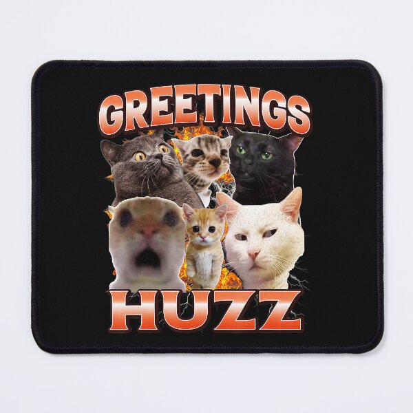 Item preview, Greetings Huzz Chaotic Cat Meme Collage With Funny Bootleg Energy designed and sold by Masonixem.