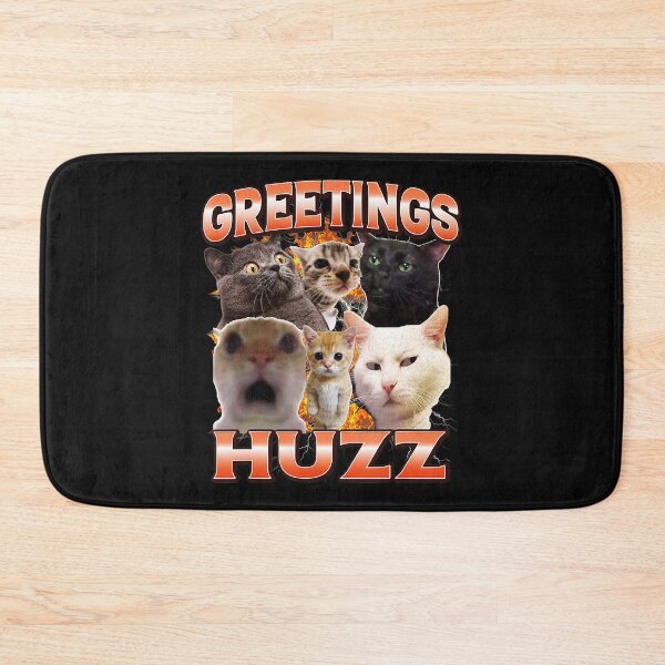 Item preview, Greetings Huzz Chaotic Cat Meme Collage With Funny Bootleg Energy designed and sold by Masonixem.