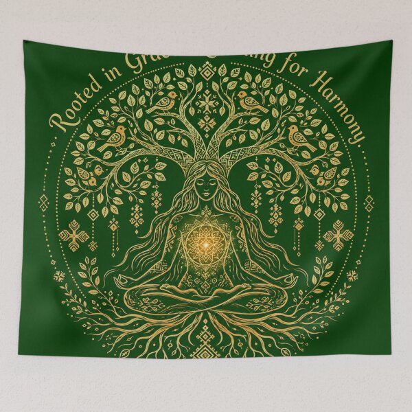 Item preview, Rooted in Grace. Reaching for Harmony. | Slavic World Tree Yoga Art designed and sold by InnerwayStudio.