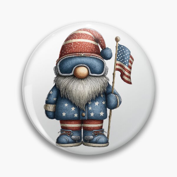Item preview, Patriotic Ski Gnome Red White Blue Winter Illustration designed and sold by Boddicca.