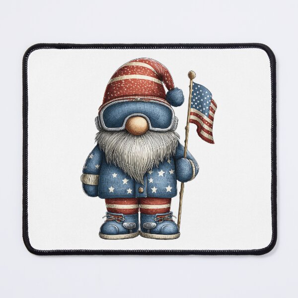 Item preview, Patriotic Ski Gnome Red White Blue Winter Illustration designed and sold by Boddicca.