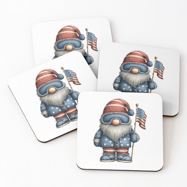 Item preview, Patriotic Ski Gnome Red White Blue Winter Illustration designed and sold by Boddicca.