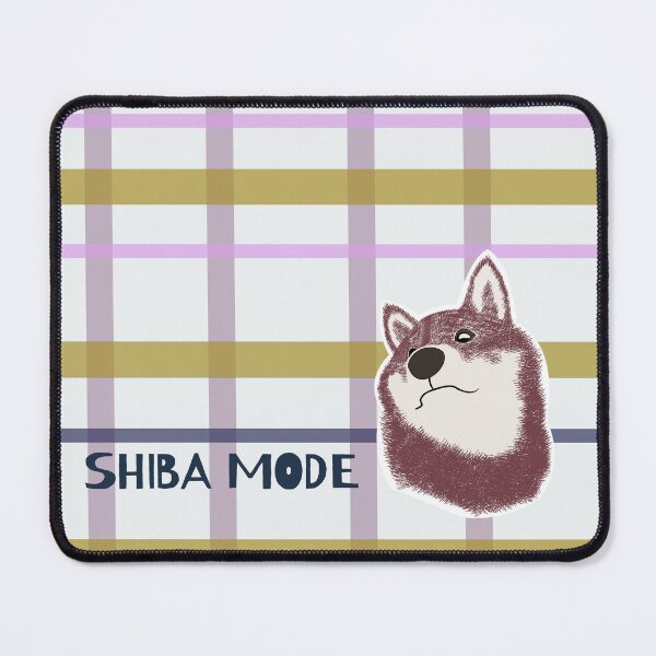 Item preview, Yellow plaid with purple Shiba Inu designed and sold by ShibaCruise-On.