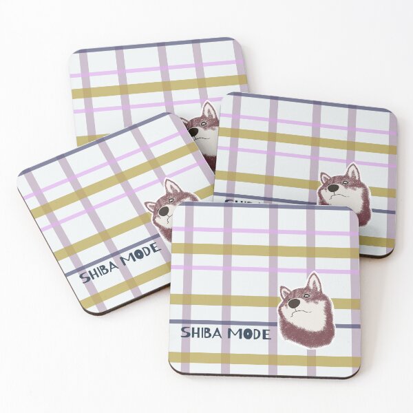 Item preview, Yellow plaid with purple Shiba Inu designed and sold by ShibaCruise-On.