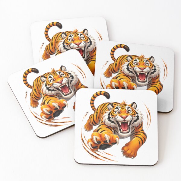 Item preview, Cute Happy Tiger Pouncing Playful 3D Cartoon Jungle Animal designed and sold by LunaPixelStudio.