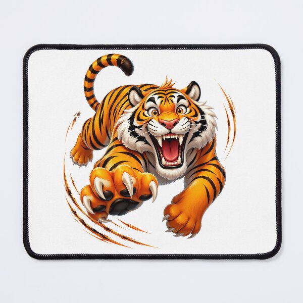 Item preview, Cute Happy Tiger Pouncing Playful 3D Cartoon Jungle Animal designed and sold by LunaPixelStudio.