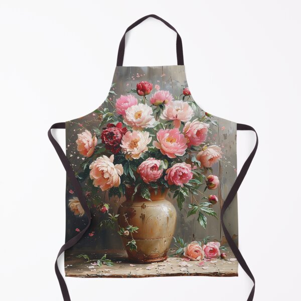 Item preview, Vintage Peony Bouquet in Ceramic Vase Painting designed and sold by colorful-white.