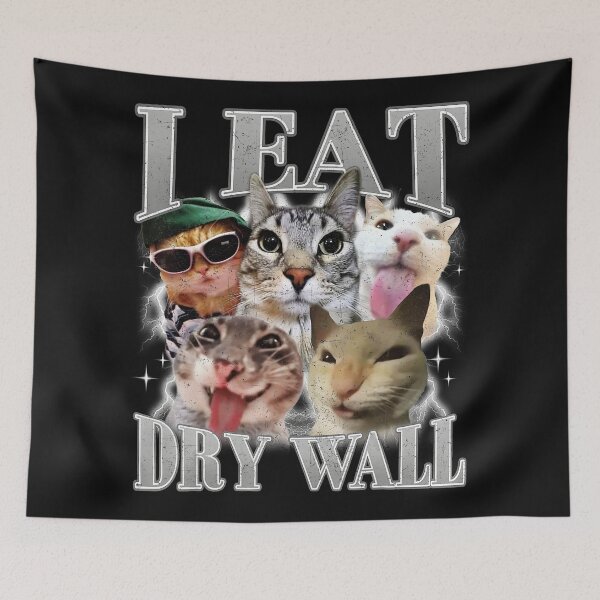 Item preview, Funny Chaos Cat Collage With Drywall Meme Energy Vintage Style designed and sold by Masonixem.