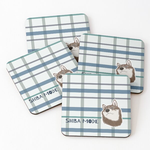 Item preview, Blue plaid with Sesame Shiba Inu designed and sold by ShibaCruise-On.
