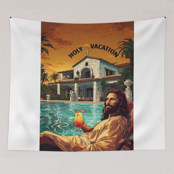 Item preview, Holy Vacation - Funny Jesus Pool Villa Art designed and sold by Modern Nest Art.