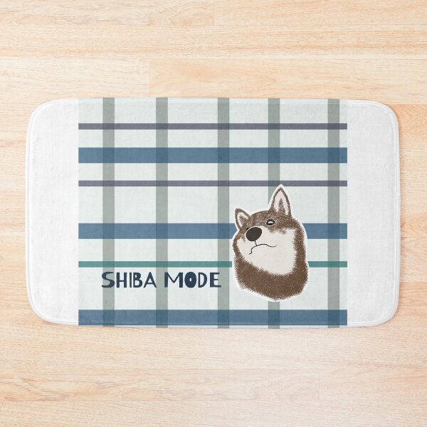 Item preview, Blue plaid with Sesame Shiba Inu designed and sold by ShibaCruise-On.
